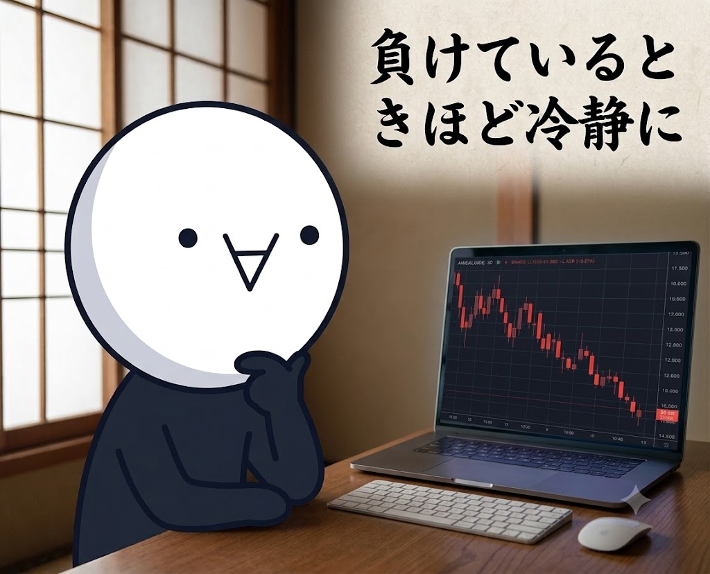 NEETORZ's tweet photo. 【😪寝る前のひとつまみ相場格言・教訓】

“負けているときほど冷静に��

➡︎含み損を抱えていたり負けが確定してしまうと、人は冷静さを失ってしまいがち。とはいえ自らの力で感情を抑えるのは難しい。

✅含み損対策：必ず事前に逆指値（損切り）をエントリー根拠が崩れる位置に置いておく。（絶対外側にはずらさない） 
✅負け対策：そのまま継続してチャートは見ず、一旦離れて時間を置く。

このようになるべく感情に左右されないようなルールづくりや物理的な立ち回りで、感情によるさらなる状況の悪化を防ぐことが大事。
