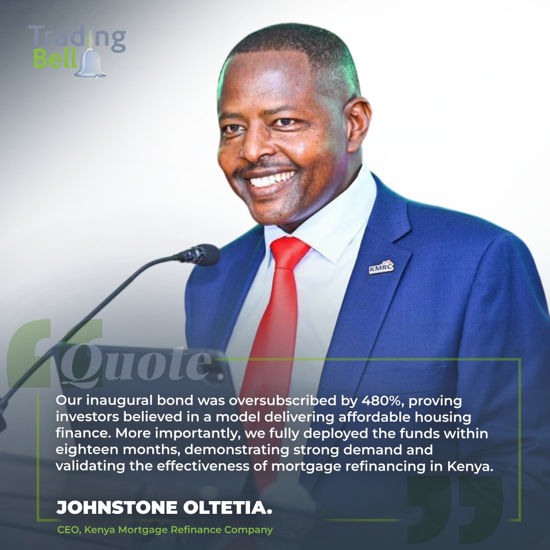thetradingbell's tweet photo. Investor confidence and strong demand continue validating @kmrc_co mission to expand affordable housing finance nationwide.

@kmrc_co @chegemaina 
#KMRC #AffordableHousing #MortgageFinance #HousingForAll #CapitalMarkets #KenyaRealEstate https://t.co/s2L7RMTXY5