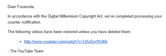 Foranoda's tweet photo. one strike gone, since Sony decided not to sue to me for my botan kamiina reaction. now I just have to wait on the outcome of the counter-notification to the "gals can't be kind to otaku" reactions, which likely won't happen until next monday tho https://t.co/4PzbXdSoLn