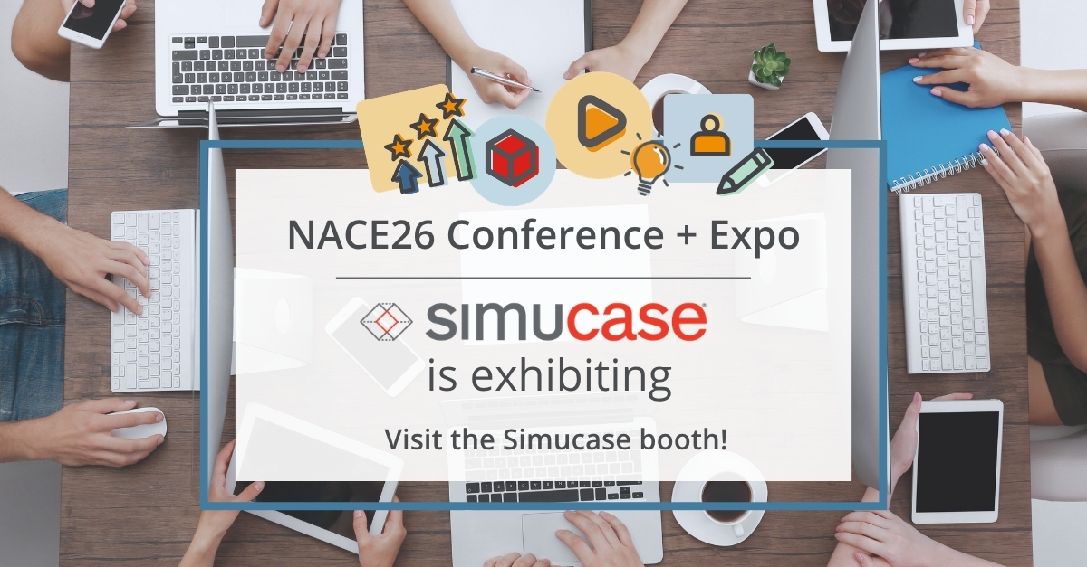 Simucase's tweet photo. Attending the NACE26 Conference + Expo in Denver? Stop by our booth #302 to learn how Simucase can help your students or team members build career readiness competencies and confidence! https://t.co/cYXDiVcZaR