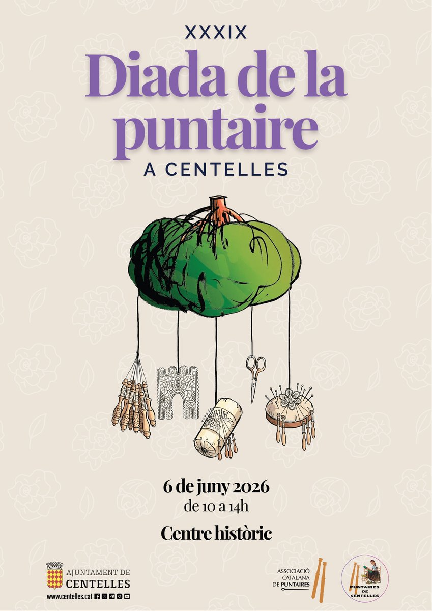 aj_centelles's tweet photo. 39è Diada de la puntaire i 20è Trobada de Puntaires de Centelles
📅 Dissabte 6 de juny
🕘 De 10 a 2 del migdia
📍 Centre del poble https://t.co/JxIMGlyc2M