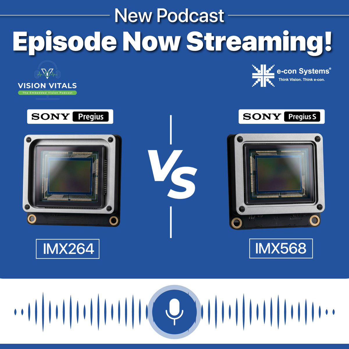 econsystems's tweet photo. Sony Pregius IMX264 or Sony Pregius S IMX568? Which global shutter sensor is the better choice for your embedded vision application?
Listen to this Podcast π§ https://t.co/65DWDnSkC0
#VisionVitals #Podcast #econSystems https://t.co/G05MWrnTK8