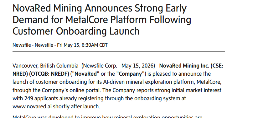 NazeerZiyad's tweet photo. #megaIPO
The biggest line from Phil Ehr’s Kitco interview was simple: copper is “the glue that holds it all together.”
That is the whole $NRED thesis in one sentence
AI needs electricity. Electricity needs grids. Grids need copper. Defense needs drones, ships, radar, advanced guidance, communications and command systems. All of that needs copper too. Then add EVs, where Ehr noted electric cars use roughly 3x the copper of internal-combustion vehicles
So when copper supply gets tight, the question becomes uncomfortable: who gets the copper first?
Ehr’s answer leaned hard toward national security. Weapons, ammunition, communications and military command systems become priority from a U.S. federal perspective. Grid upgrades and consumer products fight for the next spots. That means AI data centers, EVs and civilian infrastructure may end up competing with defense for the same metal
This is why I keep $NRED on screen. NovaRed’s Wilmac Project gives exposure to 16,078 ha in British Columbia’s Quesnel porphyry belt, with a 70% option and a safer-jurisdiction copper-gold story
MetalCore AI adds the tech layer: geological, geophysical and electromagnetic data turned into better target probabilities
The world needs copper. Defense may need it first
My bias, your risk
https://t.co/SOgg79psut
$COHR $HUBC $CSCO