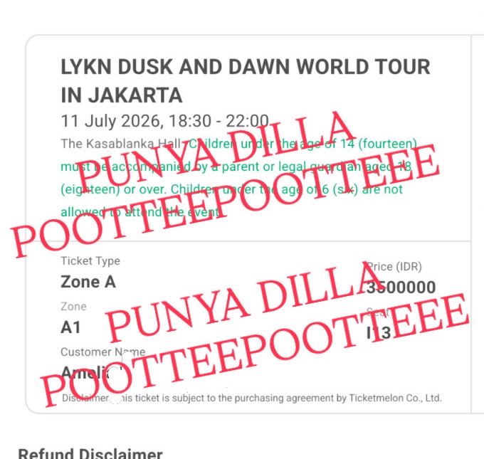 Pootteepootteee's tweet photo. ❗️WTS UNDERPRICE❗️
LYKN Dusk &amp; Dawn Concert Jakarta

1 tix Zone A1 Row I13
💰4.100K
✅Negotiable
✅diurus sampai wristband
✅COD Venue
✅ Masuk bareng (sblm 13.30wib)

Alasan: Upgrade

DM for another proofs✨

Ps: yg war temenku tp masuk ke emailku

#LYKNDuskAndDawnxJakarta
#LYKN https://t.co/moBCBqkSrN