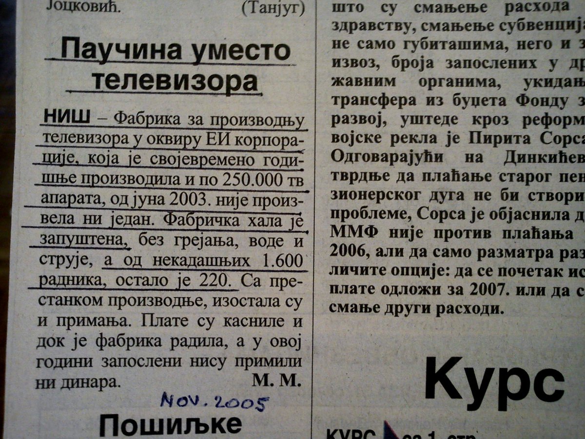 backfin002's tweet photo. @Negosto1 @mpetrov01 To je uobicajna prica  i opravdanje onih koji su posle Milosevica cerupali srpsku privredu.  Stvarnost je bila ovo.  Proizvodnja je ugasena  tek posle Milosevica.  Ovako je bilo svuda po Srbiji. https://t.co/D6QS44qZvT