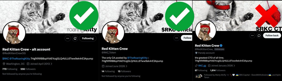 0xZeroG's tweet photo. The $RKC fam is doing an amazing job decentralizing control of the Red Kitten Crew

As scammers creep in to profit from @TheRoaringKitty lore, our mission is to expose &amp; annihilate them

✅ @RedKittenCrewOG
✅ @RKC_Token
❌ @RedKittenCrew_ Tries to vamp w/ another token launch https://t.co/EreFAZJucp