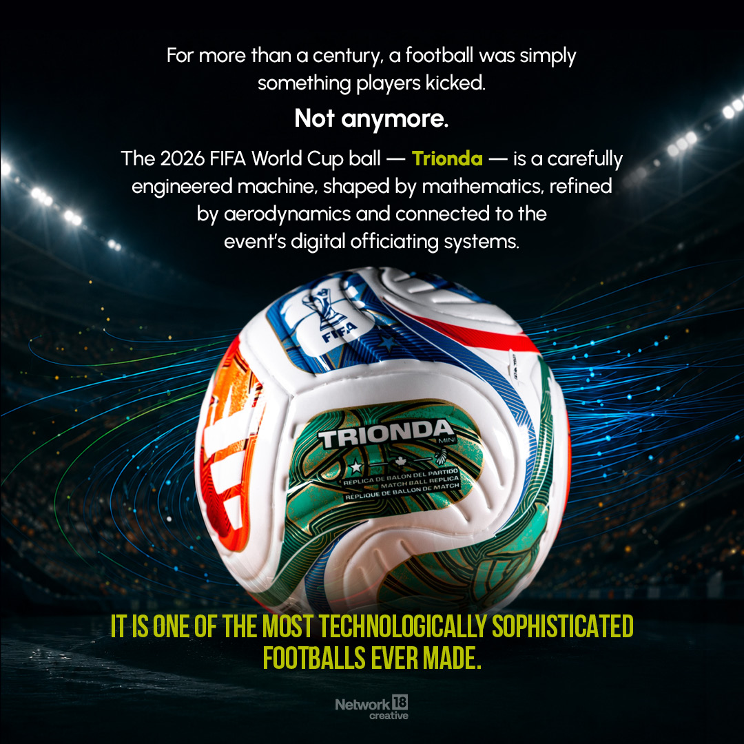 Nw18Graphics's tweet photo. What’s so special about the Trionda, the official match ball of the FIFA World Cup 2026. 
The design and science behind it...
👇 (Thread)

#Nw18Graphics #FIFAWorldCup #Infographics #Adidas https://t.co/WEFH5vif9q
