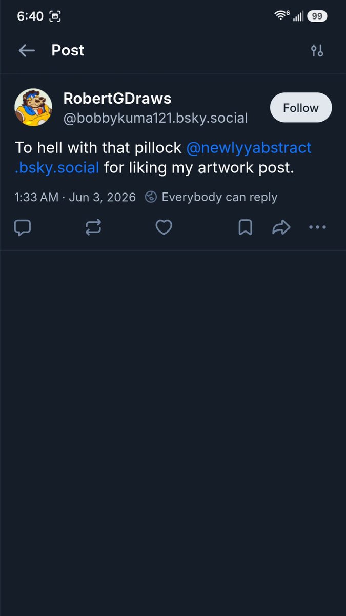 NewlyyAbstract's tweet photo. Someone has beef with me on Bluesky when all I did was like one of his artworks https://t.co/A5qNi3YmCw