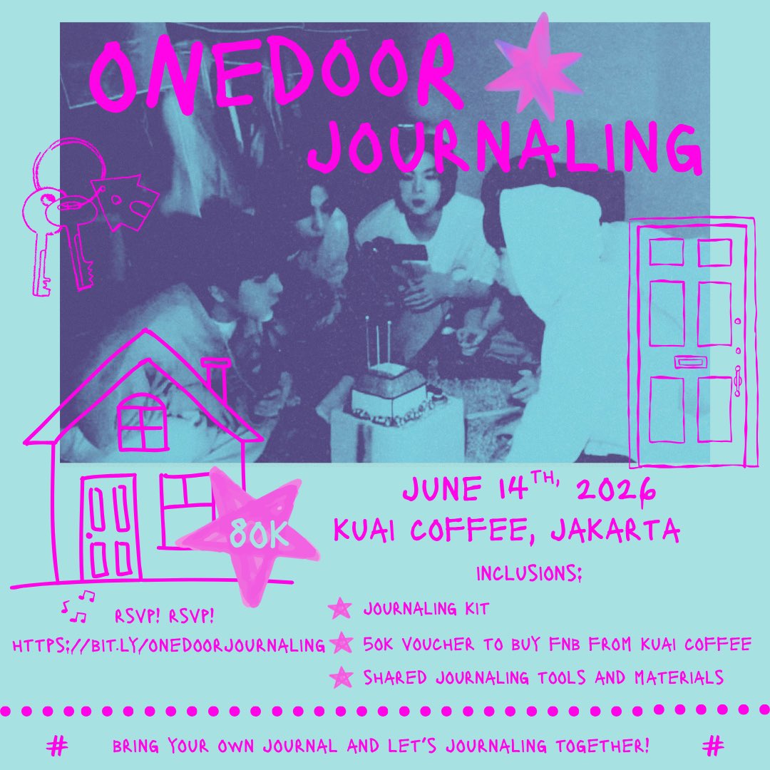 lifeatraces's tweet photo. Knock knock, ONEDOOR! 🚪💥

Celebrate #BOYNEXTDOOR’s anniversary with a journaling session together!

📆 June 14, 2026 
📍 Kuai Coffee, Jakarta

Lets celebrate another year with BOYNEXTDOOR with more whimsical way!

Claim your spot now! (Limited slot) 
📎 https://t.co/g4z3P0m38X https://t.co/LEFWG9Dkeu