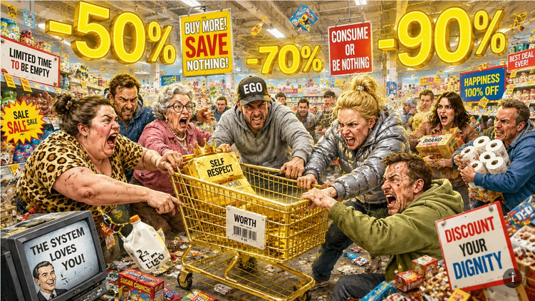 dobry81's tweet photo. Lovci žlutých cedulí: Proč jsme vyměnili důstojnost za pětikorunovou slevu v supermarketu?
https://t.co/m5tm1yKOZU
Listování letáky, bitvy u regálů a věčný hon na akční zboží. Proč česká  posedlost slevami likviduje naši důstojnost a proč řetězce moc dobře  vědí, jak nás skrze... https://t.co/HKi3hUhfg9
