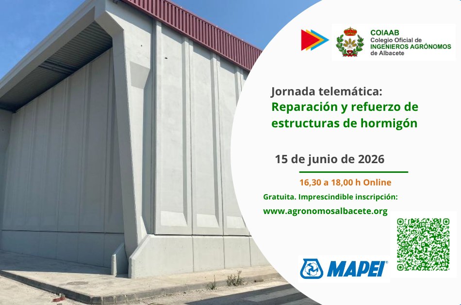 coiaab's tweet photo. 📢Participa en la jornada gratuita 𝗥𝗲𝗽𝗮𝗿𝗮𝗰𝗶ó𝗻 𝘆 𝗿𝗲𝗳𝘂𝗲𝗿𝘇𝗼 𝗱𝗲 𝗲𝘀𝘁𝗿𝘂𝗰𝘁𝘂𝗿𝗮𝘀 𝗱𝗲 𝗵𝗼𝗿𝗺𝗶𝗴ó𝗻
organizada por @coiaab  y @FormacionAgro  en colaboración con @MapeiSpain 

📅 15 junio 2026⏰ 16,30-18,00 h💻 GoTo

✍️ℹ️  https://t.co/yKkwgUKc3X https://t.co/ssr7ZvkFeu
