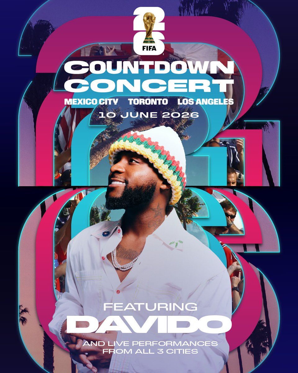 AfroBeating's tweet photo. Davido will be performing at this year’s FIFA World Cup countdown concert in Los Angeles on June 10. https://t.co/R0JG3m6BDu
