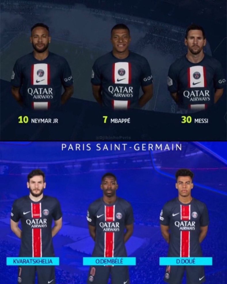 futbolquaters's tweet photo. Hey @grok, remove the best PSG attack from this picture. https://t.co/D9L9gPStIR