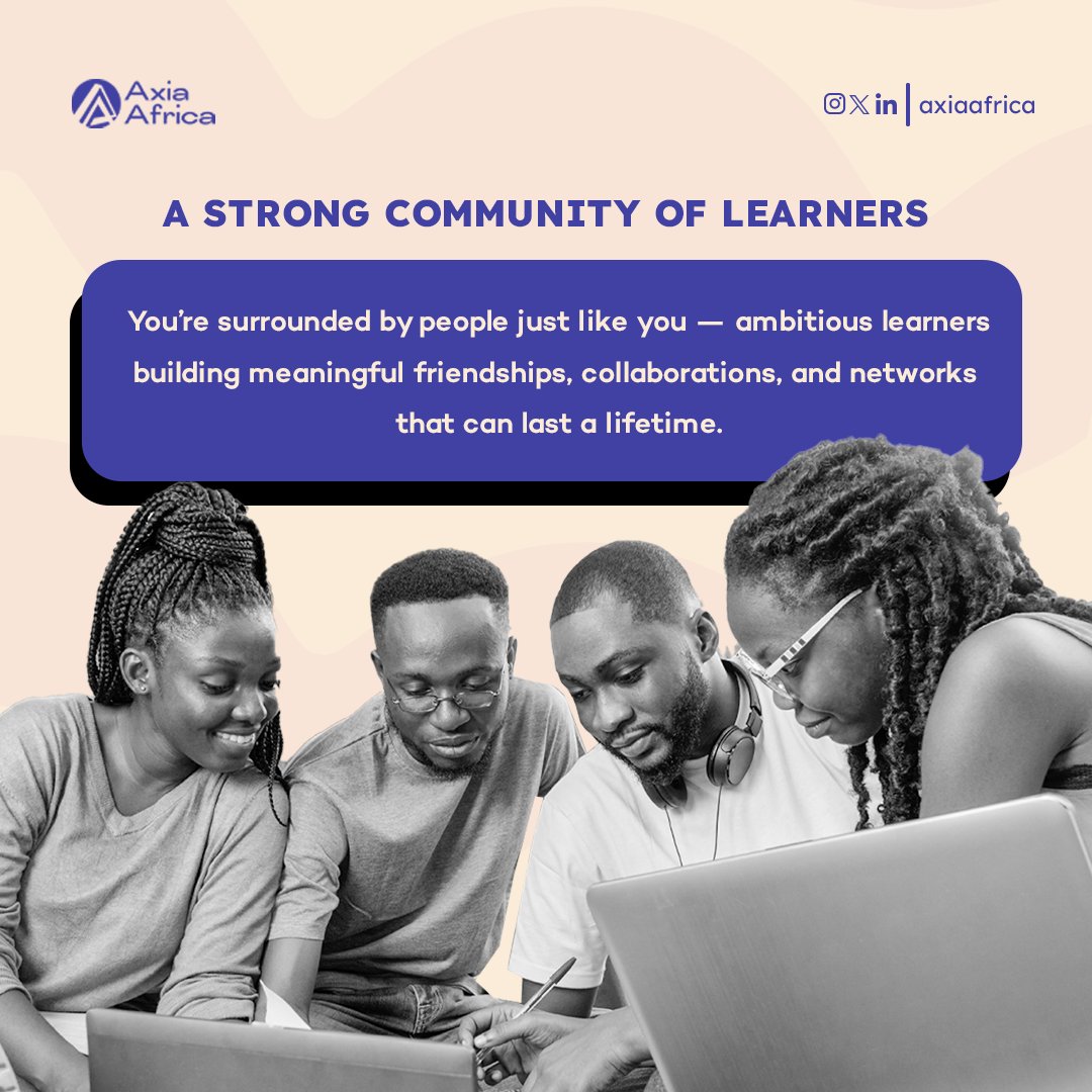 axiaafrica's tweet photo. The goal has never been to simply help people learn a tech skill.  It is to help them build careers, grow their confidence, and create lasting opportunities.

Our #Tech4AllScholarship is open, giving more people the chance to start their tech journey without financial barriers. https://t.co/ALxjiDV6YM
