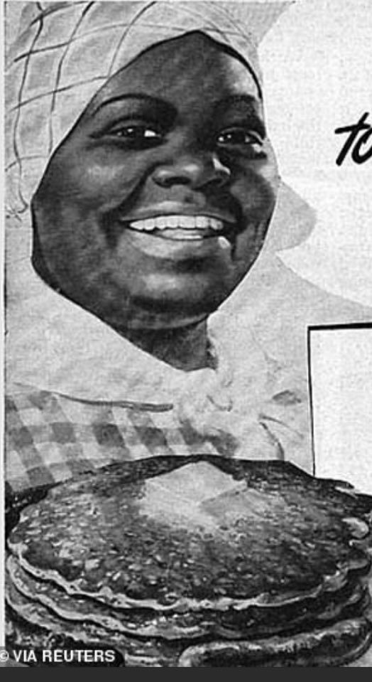 VinceMPerry's tweet photo. Aunt Jemima was not a real person. Several people including Nancy Green played the part based on the mammy archetype. Blacks of the area were often referred to as uncle or aunt rather than shown the respect of Mr., Mrs., or Miss. 

The image changed over the years from the obese female Black domestic with a head rag to a slimmer version with no head rag but many remember it being rooted in a vaudeville caricature. Many products change logos/branding as times change,without altering the product.