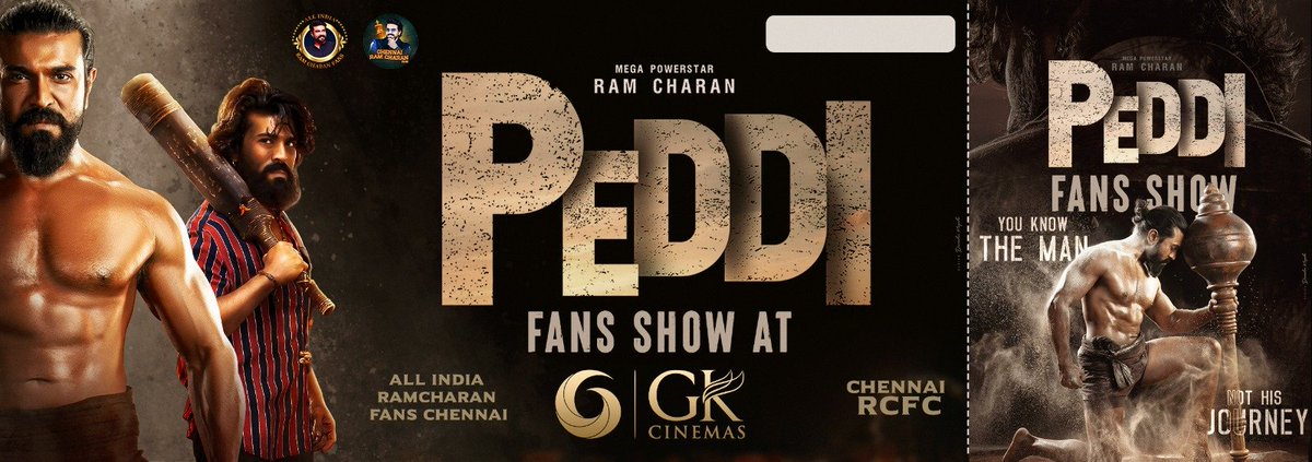 ChennaiRCFC's tweet photo. Chennai Fans show at GK Cinemas Tomorrow @ 9AM 🥁

Celebrations starts from 7AM, Tomorrow!! Come and join us ECFs 🥁

#Peddi #PeddiCelebrations https://t.co/LGajlQBkyP