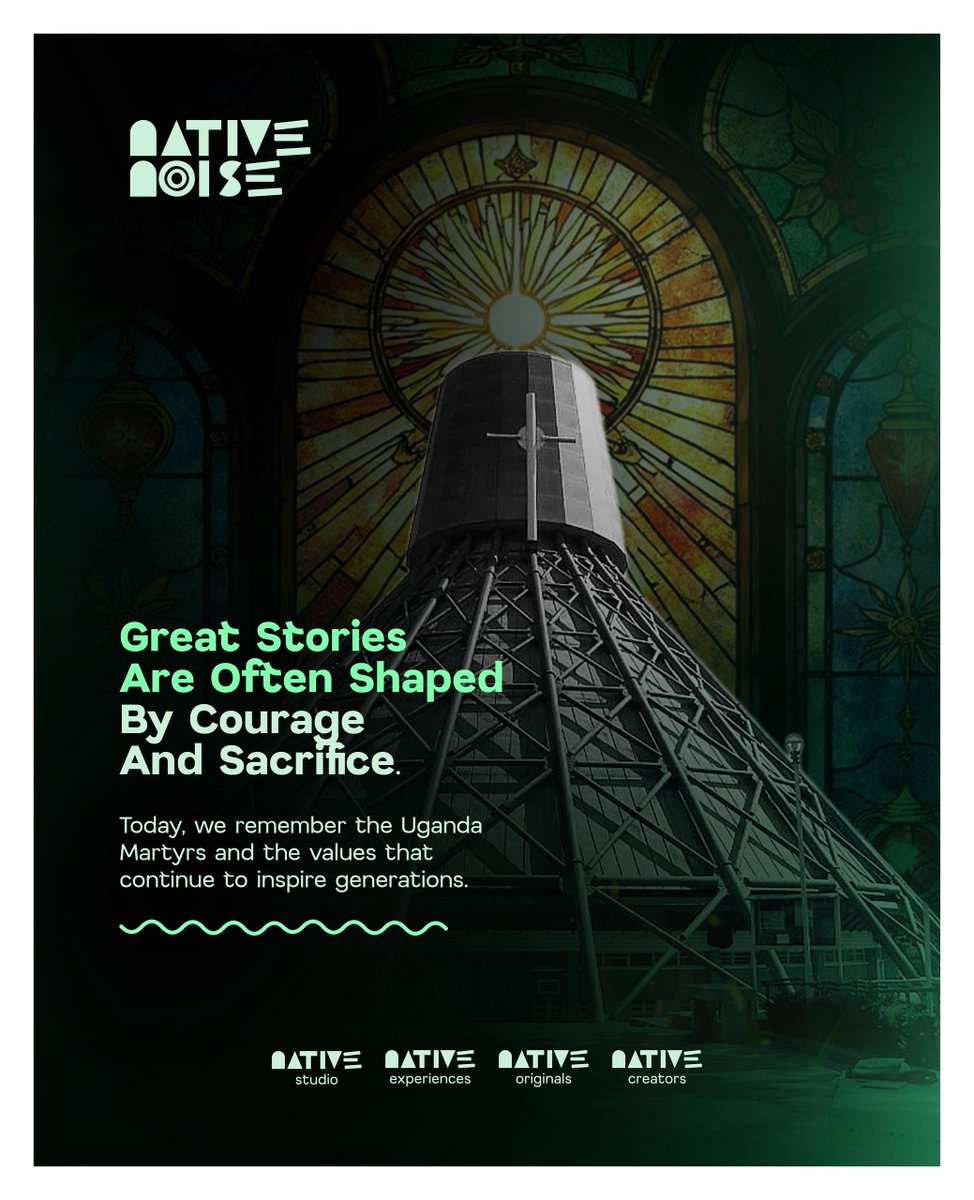 NativeNoiseHQ's tweet photo. Happy Martyrs' Day

Great stories are often shaped by courage and sacrifice.

Today, we remember the Uganda Martyrs and the values that continue to inspire generations.

#NativeNoiseCulture #MartyrsDay https://t.co/lJDVFPAPri
