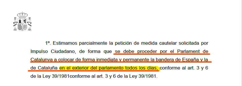 Impulso_Ciudada's tweet photo. 🟥La bandera de España tendrá que ondear de manera permanente y en condiciones de igualdad todos los días en el exterior del Parlamento de Cataluña

🟥El TSJC desestima los recursos de reposición del Parlamento y del Ayuntamiento de Barcelona que pretendía saltarse la Ley de Banderas.