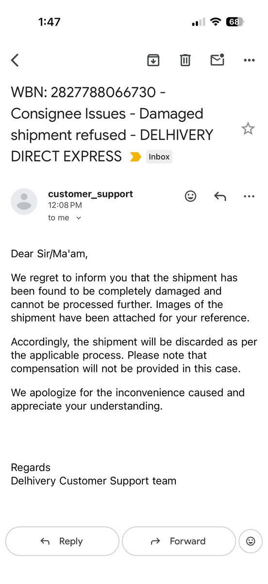 rebelliousraj's tweet photo. @delhivery picked up my parcel on 22nd May was supposed to deliver and since yesterday they never informed that they have damaged the parcel. Now my parcel being refused to deliver, no giving any refund as well. This shows #negligence, #betrayal, #fraud. #irresponsible https://t.co/rbrG5LKu23