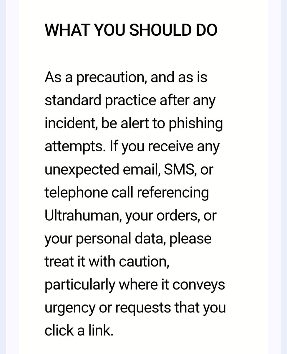 rishabkapadia's tweet photo. Ultrahuman security breach. Credit Card and wellness data safe. https://t.co/TZcnNR5KYI
