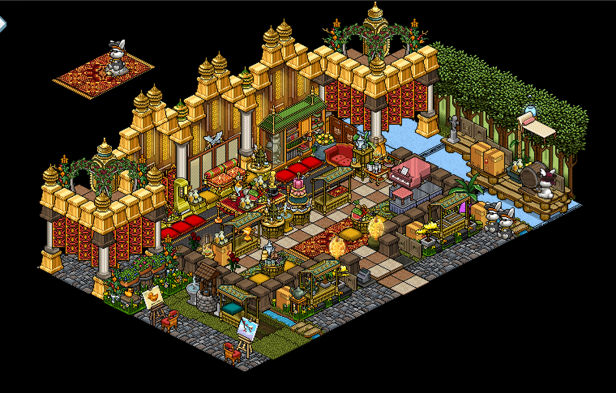 CL4S1C0's tweet photo. Mi bazar del Jinn  ⛵️📦

Participacion al concurso de construcción de Habbo Origins  #HabboHotelOrigins

Des de tierras lejanas traen los productos, perfumes, alfombras.. ¡Lo mejor!

@HabboOrigins 🌊🪙 https://t.co/lSeJ7ODqdN