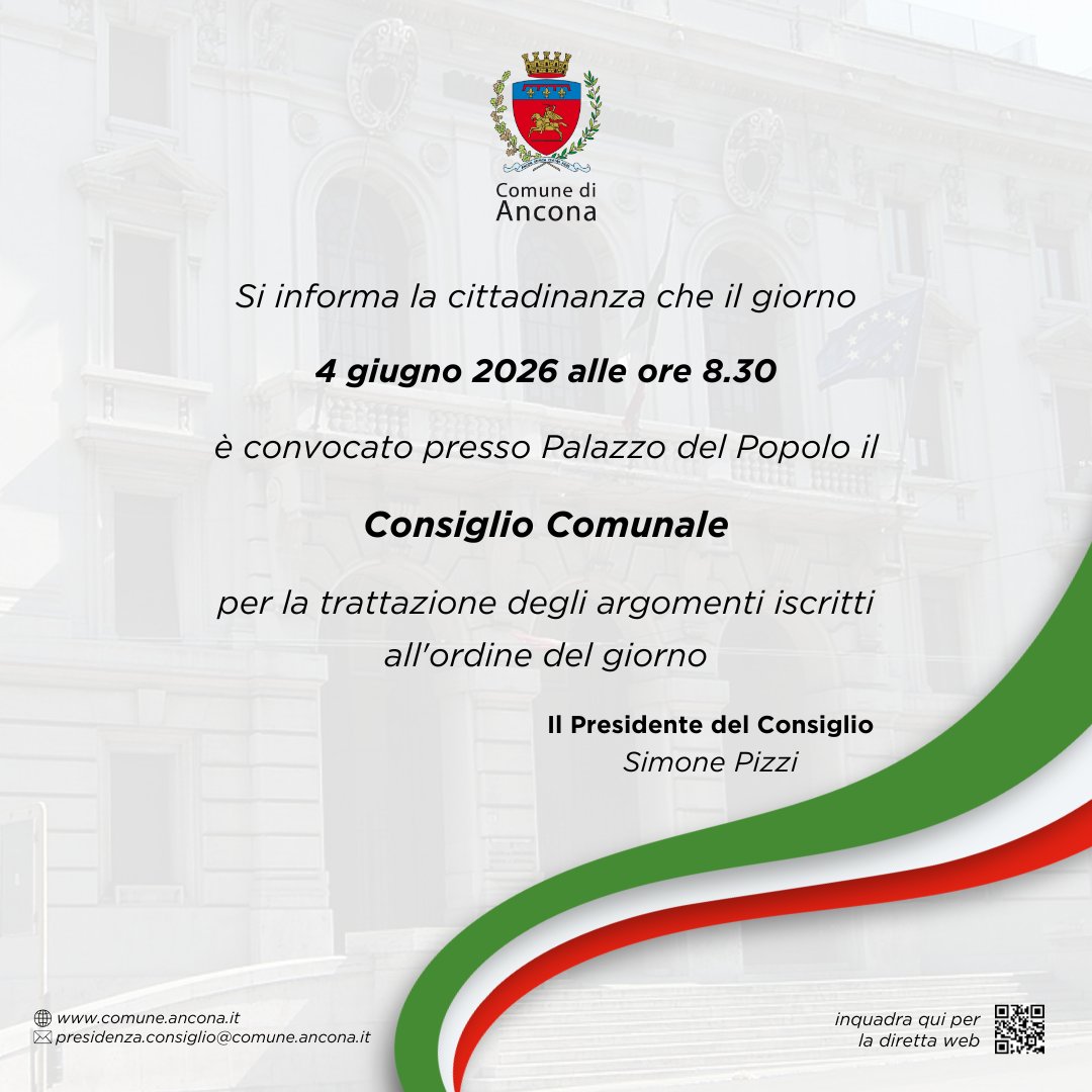 ComuneAncona's tweet photo. Domani alle 8,30 si riunirà il Consiglio Comunale, potete consultare gli argomenti che saranno trattati all'ordine del giorno a questo link https://t.co/9dgEAdDr9X
Potete seguire la diretta web da questa pagina https://t.co/y7KeTEGPL4 https://t.co/Wpc3dfy47v