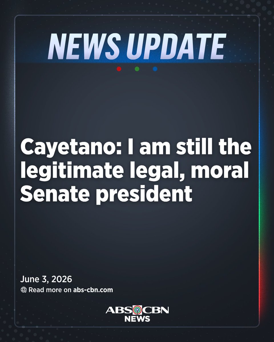 ABSCBNNews's tweet photo. Senator Alan Peter Cayetano maintains that he is still the "legitimate legal, moral Senate president" despite the Senate shakeup in which new officials were elected during a quorum. https://t.co/6nxf8ehJPt