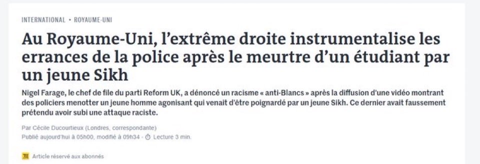 LaurentDBE's tweet photo. Donc @lemondefr parle « d’instrumentalisation » pour évoquer la mort d’un jeune poignardé et accusé à tort de racisme. Belle éthique journalistique. https://t.co/jOEYskcwj4