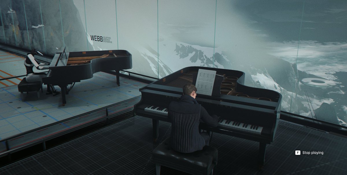 TheLucidyn's tweet photo. Piano with a view to die for.

One thing that @007GameIOI has done well is capture scale like a proper bond film. Find or create a unique location and show it off well. https://t.co/ZckNqPiN9Q