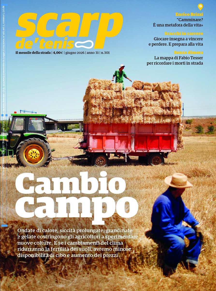 StefanoLamp's tweet photo. @scarpdetenis giugno. Siccità, grandinate, gelate. L'agricoltura fa i conti col cambiamento del clima. Minore disponibilità di cibo? Aumento dei prezzi? Il nostro dossier. E poi: scacchi in carcere, l'intervista a @Enrico_Brizzi. Su https://t.co/dJ6IJseZWP e da sabato in strada. https://t.co/h4MPWtlazd