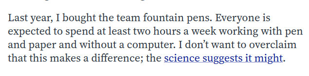 NGKabra's tweet photo. @aparanjape Want to maximize your use of AI but still give your brain enough exercise? Maybe buy a good quality notebook and fountain pen, as @ExponentialView suggests, and spend a few hours every week thinking with paper and pen. 

cc: @docbhooshan https://t.co/SvjQXjihtv