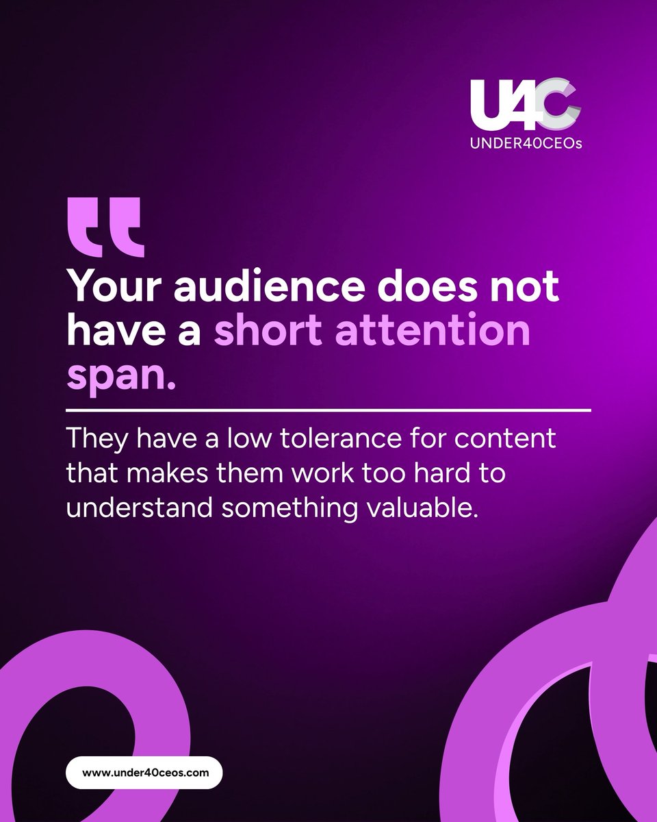 under40ceosng's tweet photo. Your audience does not have a short attention span. They have a low tolerance for content that makes them work too hard.
Infographics fix that. DM us for the free ebook.
#ContentStrategy #Infographics #Under40CEOs https://t.co/E0Ghs2Xd3x