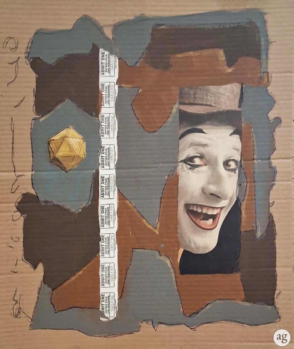 antisignal's tweet photo. "HARLEQUIN". Mixed media by A.G. (c) 2026. All Rights Reserved. #historiotheque #artoperations #seasonsoftheheart #springtimeoflife #springtimeofjoyfulbeing #cubism #harlequin https://t.co/GdDlBsGlzo
