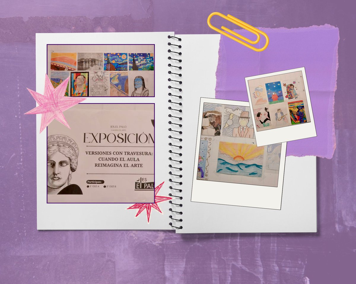 IESPALOCONVIVE's tweet photo. Versiones con travesura, cuando el aula reimagine el Arte.
El alumnado de 3 de ESO ha reinterpretado algunas de las obras de arte más famosas de la historia, dándoles un toque personal y actual. https://t.co/uN8wKbaLFo