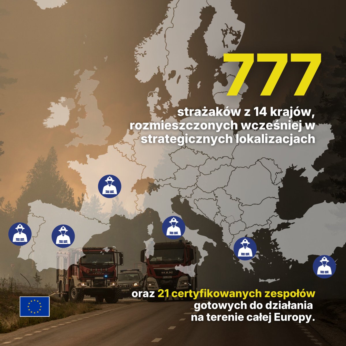 EUinPL's tweet photo. Pożary lasów nie znają granic. Tego lata #UE uruchamia największą akcję w historii: 22 samoloty, 5 śmigłowców, 770+ strażaków, centrum 24/7, Copernicus i nową bazę na Cyprze. Gdy ogień się rozprzestrzenia, działa europejska solidarność. 🇪🇺

Więcej: https://t.co/KrjQKwTS4D https://t.co/QhSCwyXVJn
