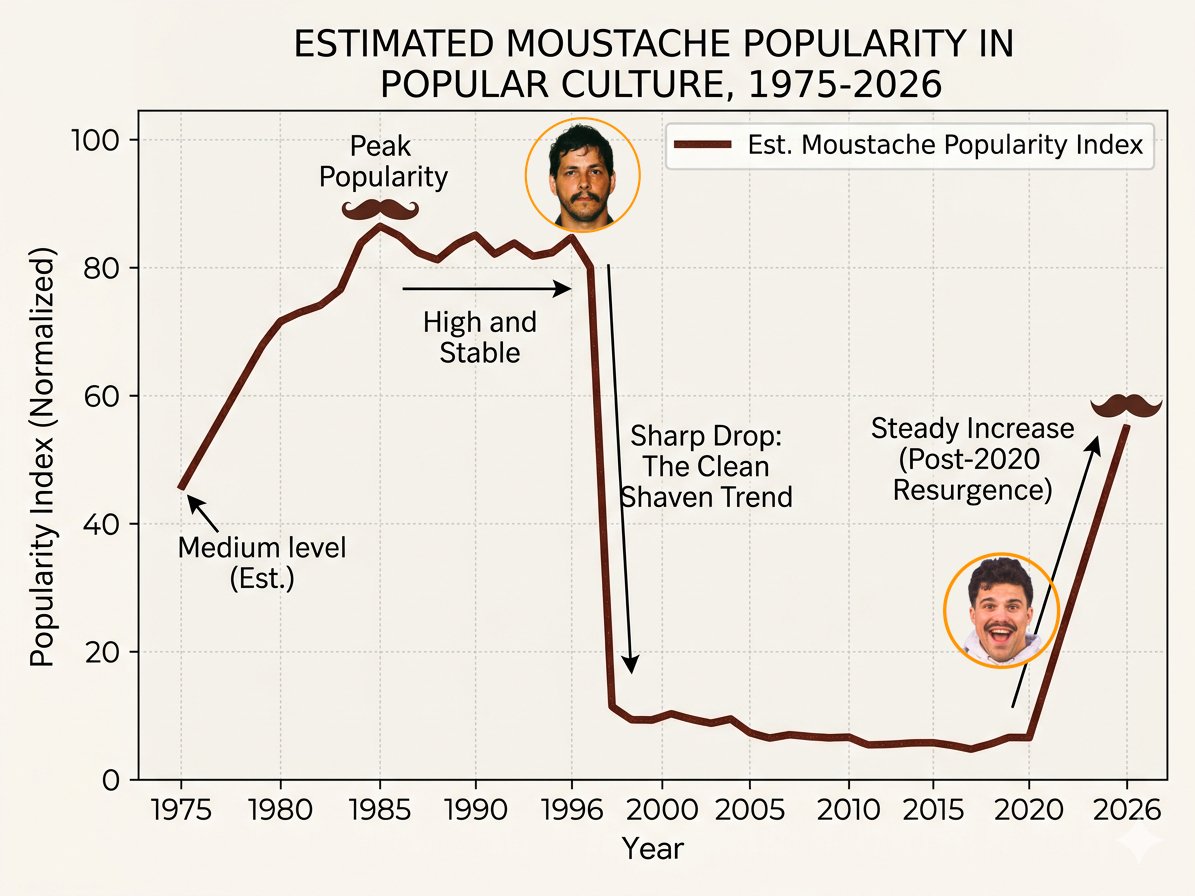 Taaarten's tweet photo. De populariteit der moustachen doorheen de jaren. https://t.co/FQcmoUos8S