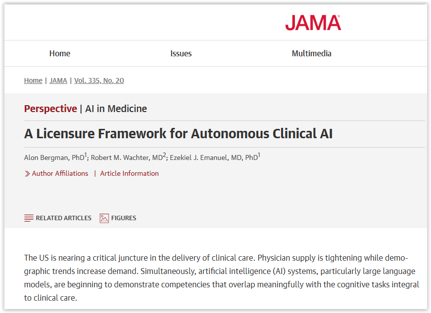 Berci's tweet photo. When will regulators allow AI to prescribe medications? 

This is a key question in today's AI era and it's going to happen due to worldwide doctor shortages and a growing number of patient needs, not because anyone would choose an AI over a physician.

A new JAMA viewpoint paper described the framework that would allow that. 

For example, regulators shouldn't regulate individual products (especially when adaptive AI changes a million times a day while being used) but companies creating them. All the current elements of the regulatory cycle are included in the proposed framework.

"𝑅𝑎𝑝𝑖𝑑𝑙𝑦 𝑎𝑑𝑣𝑎𝑛𝑐𝑖𝑛𝑔 𝑎𝑢𝑡𝑜𝑛𝑜𝑚𝑜𝑢𝑠 𝑐𝑙𝑖𝑛𝑖𝑐𝑎𝑙 𝐴𝐼 𝑝𝑟𝑒𝑠𝑒𝑛𝑡𝑠 𝑎 𝑟𝑒𝑔𝑢𝑙𝑎𝑡𝑜𝑟𝑦 𝑐ℎ𝑎𝑙𝑙𝑒𝑛𝑔𝑒 𝑡ℎ𝑎𝑡 𝑡ℎ𝑒 𝐹𝐷𝐴’𝑠 𝑐𝑢𝑟𝑟𝑒𝑛𝑡 𝑓𝑟𝑎𝑚𝑒𝑤𝑜𝑟𝑘, 𝑏𝑢𝑖𝑙𝑡 𝑓𝑜𝑟 𝑑𝑟𝑢𝑔𝑠 𝑎𝑛𝑑 𝑑𝑒𝑣𝑖𝑐𝑒𝑠, 𝑝𝑜𝑜𝑟𝑙𝑦 𝑎𝑑𝑑𝑟𝑒𝑠𝑠𝑒𝑠. 𝑇ℎ𝑎𝑡 𝑓𝑟𝑎𝑚𝑒𝑤𝑜𝑟𝑘 𝑎𝑠𝑠𝑢𝑚𝑒𝑠 𝑠𝑡𝑎𝑡𝑖𝑐 𝑝𝑟𝑜𝑑𝑢𝑐𝑡𝑠, 𝑛𝑎𝑟𝑟𝑜𝑤 𝑖𝑛𝑑𝑖𝑐𝑎𝑡𝑖𝑜𝑛𝑠, 𝑎𝑛𝑑 𝑐𝑙𝑒𝑎𝑟 𝑚𝑎𝑛𝑢𝑓𝑎𝑐𝑡𝑢𝑟𝑒𝑟 𝑎𝑐𝑐𝑜𝑢𝑛𝑡𝑎𝑏𝑖𝑙𝑖𝑡𝑦, 𝑎𝑠𝑠𝑢𝑚𝑝𝑡𝑖𝑜𝑛𝑠 𝑡ℎ𝑎𝑡 𝑎𝑢𝑡𝑜𝑛𝑜𝑚𝑜𝑢𝑠 𝑐𝑙𝑖𝑛𝑖𝑐𝑎𝑙 𝐴𝐼 𝑑𝑒𝑓𝑖𝑒𝑠."

Source: JAMA https://t.co/TP6ue3ovOj