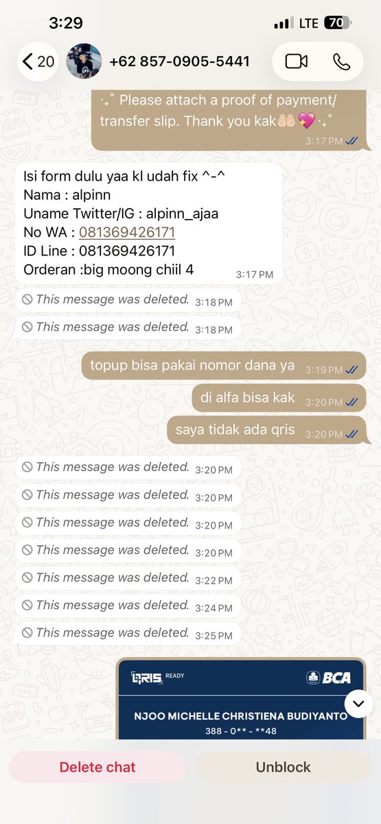 gobymei's tweet photo. ‼️ HATI-HATI PENIPUAN‼️
help RT & Like
📌 seller bigmoongchill JAEHYUN & NCT & KPOP

SCAM >> 085709055441 / 081369426171 

modus nya mau order boneka & transfer dengan QRIS BCA lewat alfamart!
saya kirim QRIS BCA yang 1 time transaction lalu 

🚫dia minta QRIS sebelah kiri yang ada waktunya (saldo kita akan diambil, JANGAN sampai kalian kasih QRIS ini dalam 1 menit saldo kalian bisa habis)🚫

cari duit yang halal biar berkah, untung saya sudah tau modus ini jadi langsung sadar 🤭🤭

hati-hati ya gess sama nomor penipu ini. dia lagi gencar cari seller-seller KPOP.