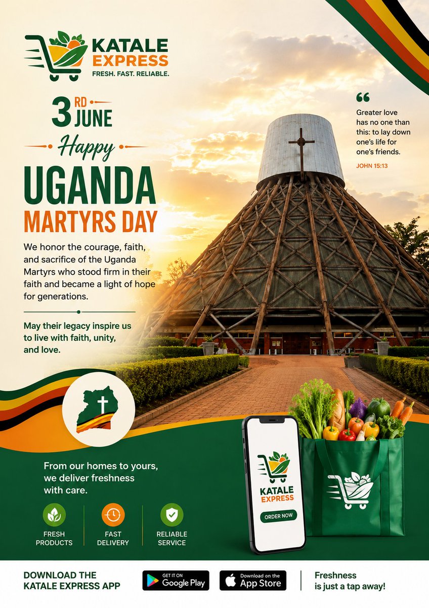 KataleExpressug's tweet photo. 3 JUNE 2026
🕊️ Honoring Faith, Courage &amp; Sacrifice 
Today, we remember and celebrate the bravery, faith, and unwavering spirit of the Uganda Martyrs whose legacy continues to inspire generations.
✨ “Their faith became a light for generations.” https://t.co/Eqgtm8VmiX