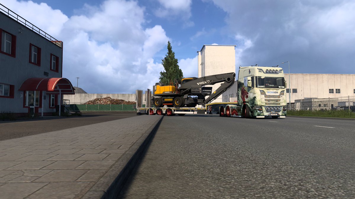 billy_speed's tweet photo. Euro Truck Simulator 2 I am carrying Excavator Volvo EW240E MH I start in Amsterdam end was Calais I am leaving the depot and I see windmills then pond doing my trip out

#EuroTruckSimulator2
#ets2
@SCSsoftware
@ScaniaGroup https://t.co/PpJ9Clc7Nv