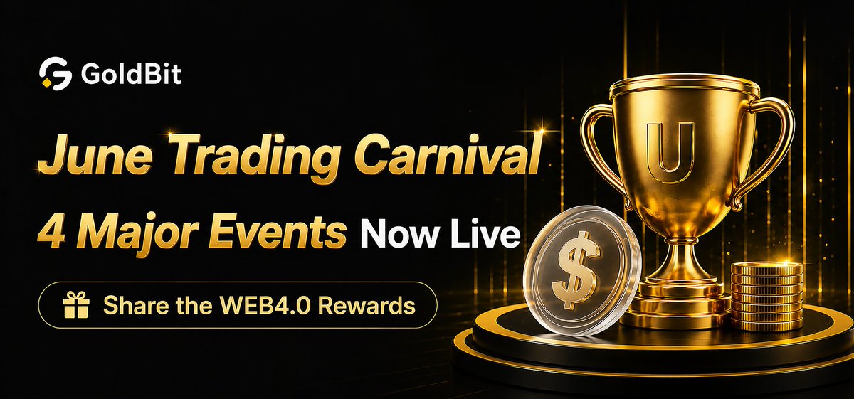 GoldBit_2026's tweet photo. 🚀 The GoldBit June Trading Carnival is LIVE!

Trade more. Earn more. Unlock more.

💰 Up to 100,000 USDT in rewards
📈 Spot Trading Rewards
⚡ Futures Trading Rewards
🏆 Trading Leaderboards
🤝 Referral Competition

Every trade earns Contribution Points that may unlock future ecosystem benefits, earning opportunities, airdrops, and more

This is  your gateway to the #GoldBit ecosystem

🔥 Join now and start building your Contribution Points.

Trading Portal:
https://t.co/5SdirzAoMx