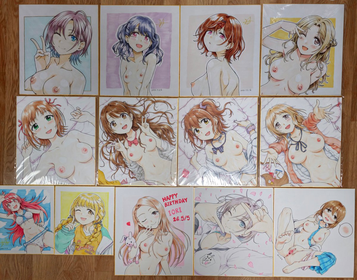 kyo9999n's tweet photo. 最近描いたアイマスの色紙。職場が忙しい時期で、最近は絵が描けなくて悲しいです。 https://t.co/PLcP33TafO