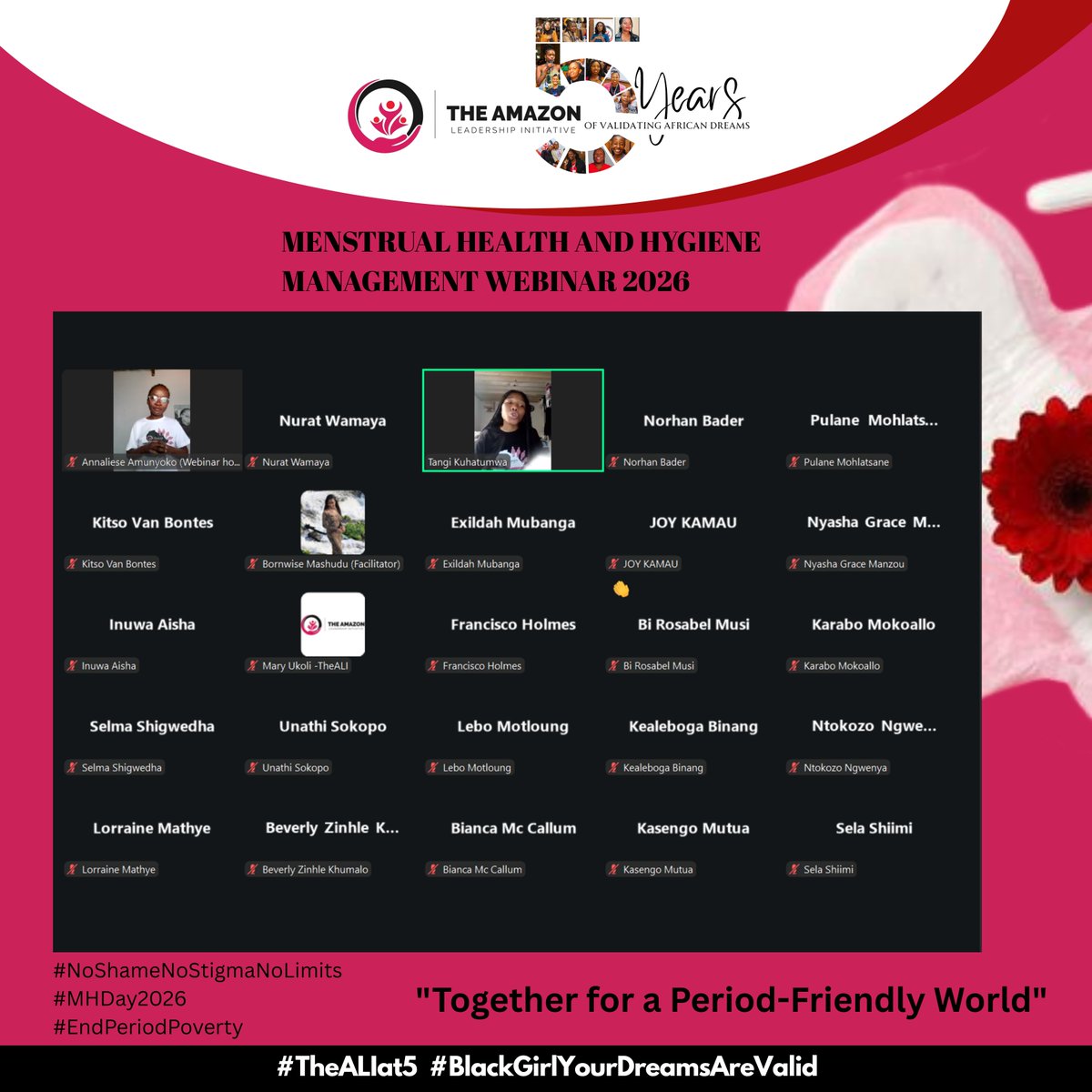 TheALIorg's tweet photo. We recently gathered for a powerful Menstrual Health and Hygiene webinar, and the conversation was nothing short of transformative. 

Menstrual equity isn't just a health issue, it's a human rights and development issue that requires all of us.

https://t.co/MWOaHpx19U https://t.co/YQKPe2a0rG