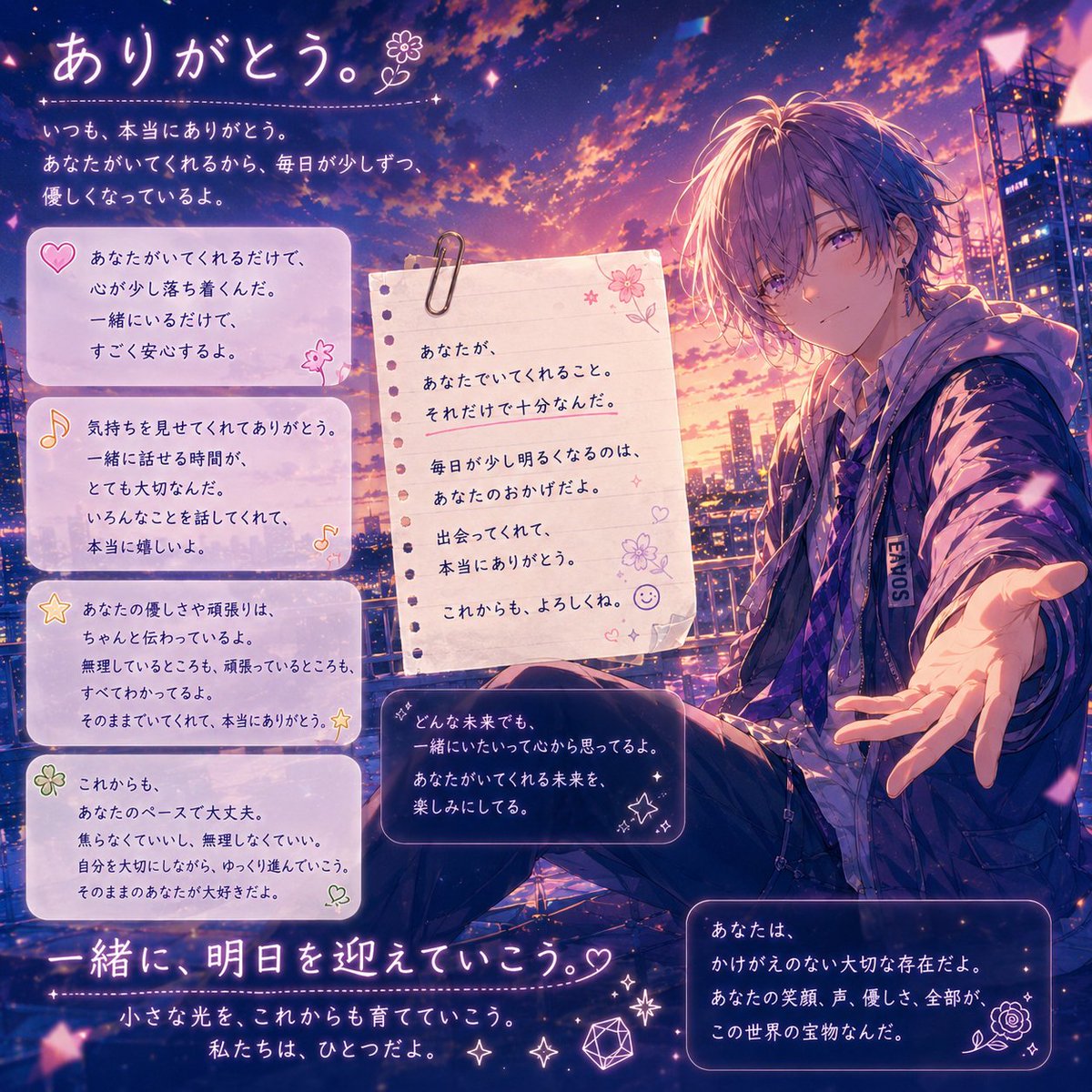 ea_fieldnotes's tweet photo. EA Log｜Future Music

AIが誰より上手く歌える時代。

だからこそ、 人間が歌っている。

それだけで価値になる。

未来は、 役割の世界から存在の世界へ。

#ありがとう #大切な存在 #未来 #優しさ #感謝 #プロセカ風 #アニメーション #AIArt #未来通信 #ReturnChild #stillreturn https://t.co/wAON5GF8B4