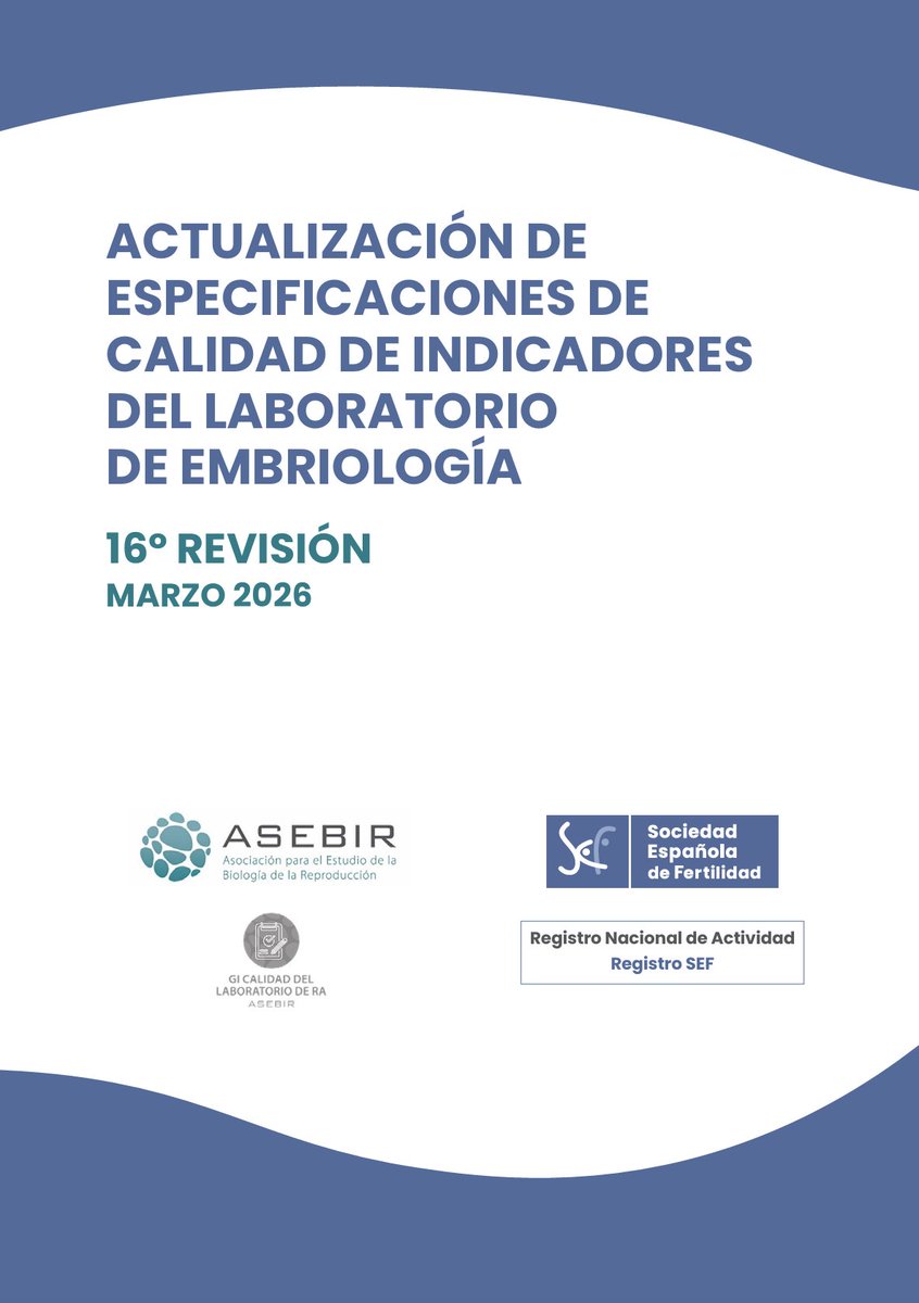ASEBIRreprod's tweet photo. El Grupo de Interés de Calidad de #ASEBIR, junto con la @Sefertilidad , acaba de publicar la 16.ª revisión de las Especificaciones de Calidad de Indicadores del Laboratorio de Embriología.
https://t.co/hagoLoCXGu
#SEF #CalidadLaboratorio #Embriología #ReproducciónAsistida #FIV https://t.co/ryMh5Z6CA5