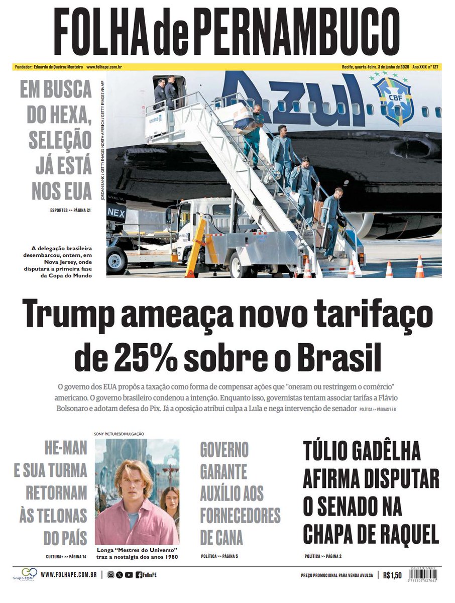 folhape's tweet photo. Bom dia, gente! 🌥 Confere aí a versão digital da edição impressa da Folha de Pernambuco de hoje 📲📰 - https://t.co/DqqUX2MWZF https://t.co/nXvjqmjiqX