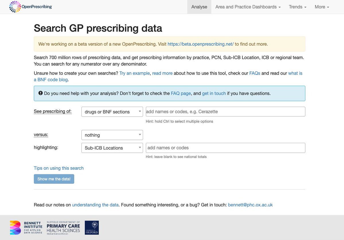 ihtesham2005's tweet photo. A team at Oxford built a search engine for every drug the NHS prescribes, and it has quietly saved the health service millions.

It's called OpenPrescribing.

The NHS publishes its full prescribing dataset every month. It's 700 million rows of raw numbers nobody could actually read. So Oxford built a tool that turns it into live charts in seconds.

You type a drug name. It shows you which practices over-prescribe it, which regions are slow to follow new guidelines, and where the money is being wasted.

→ Search any drug across any GP practice in England
→ Find safety and cost outliers instantly
→ 70+ ready-made quality measures
→ Updates monthly, automatically
→ Free, open source, MIT licensed

20,000 people use it every month. Doctors. Researchers. Journalists.

Public data that sat unreadable for years is now one search away.

https://t.co/U9KI0mUCAp