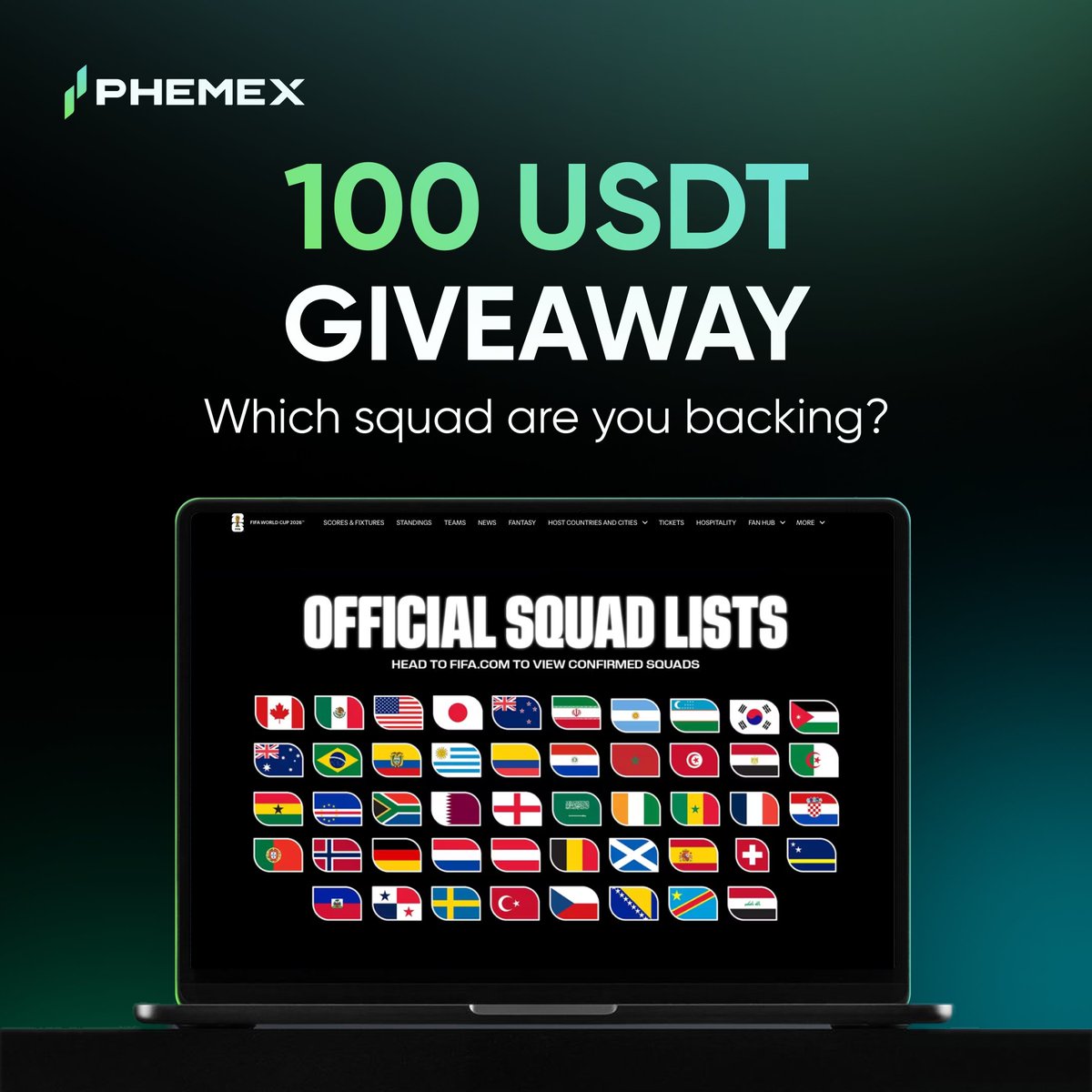 Phemex_official's tweet photo. 🎁$100 USDT Bonus Giveaway (10 winners) 
👀 Which squad are you backing? Reply with your team + #Phemex UID below⤵️

🇪🇸 Spain
🇦🇷 Argentina
🇫🇷 France
🇵🇹 Portugal

or your own National Team?

Join your squad in Trading Showdown and help send them up the leaderboard. (Early Bird Registration opens on June 8.)

Eligible trading volume counts. Rules apply. 👉 https://t.co/92Qfu8ho10