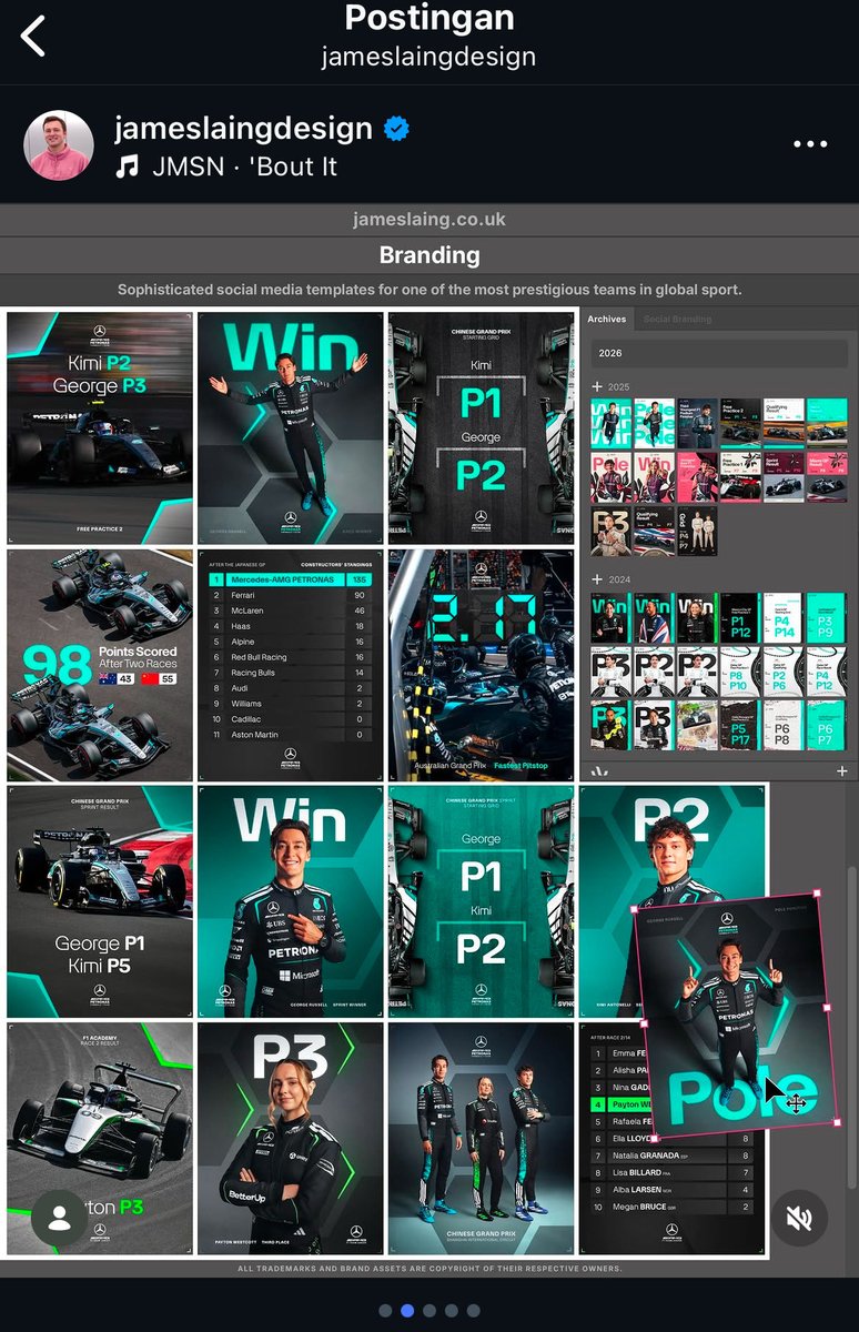 MercedesAMGIndo's tweet photo. Teman-teman pada ngeh gak?

Pas #CanadianGP 2026 kemarin, feed Mercedes terasa sepi, dan gak upload desain buat para driver sama sekali.

Mungkin ini jawabannya, yakni salah satu graphic designer tim ternyata sudah mengundurkan diri… https://t.co/l6cSKgOhpr