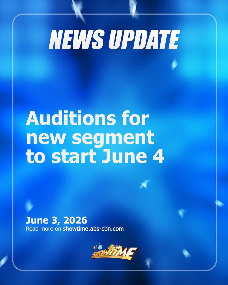 itsShowtimeNa's tweet photo. It's Showtime to kick off auditions for its new segment on June 4. Calling all males aged 16–25 who can sing, rap, and dance. Auditions will be held at the ABS-CBN audience entrance from 9 AM to 4 PM. https://t.co/4diN4GFzFL